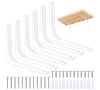 HonQiShiMY 6 Pcs Soportes para Estantes de Pared,Escuadra para Estanterías,Soportes Estantes Triangulares de 90 Grados Angular de Montaje en Pared Pesados para Cocina Libros Estante,150x125mm Blanco