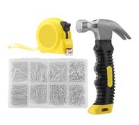 HonQiShiMY 900 juegos de clavos y cinta métrica, Martillo de Carpintero Mini 282g, Juego de herramientas de carpinteria, Ideal para Bricolaje, Carpintería, Pladur y Metales