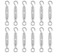 HonQiShiMY Juego de 6 Piezas Acero inoxidable 304 Tensor Cuerda Tendedero, Tensores de Alambre, ajustable Tensor gancho y ojo Set Heavy Duty, para Vallas de Jardín y Soporte para Plantas