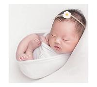 Honra Envolturas de fotografía para recién nacidos de bebé posando accesorios de tela de jersey elástico para sesión de fotos profesional (telón de fondo con envoltura, blanco)