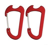 Honseadek 2 mosquetones de aleación de aluminio para mochila al aire libre, camping, escalada, senderismo, pesca, viajes, equipo de alambre ligero, gancho para puerta (rojo)