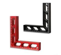 Honseadek Abrazadera de ángulo recto de 90° y regla de altura para carpintería - Herramienta de aleación de aluminio con métricas y medidas de doble escala, 127x20x29mm (5 x 0.787 x 1.14) - Rojo/Negro