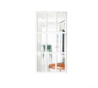 Honseadek Adhesivo 3D para ventana falsa con marco de madera, espejo acrílico, autoadhesivo, rectangular, decoración del hogar, sala de estar, dormitorio, pasillo, moderno (blanco)