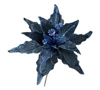 Honseadek Adorno con acabado brillante para decoración festiva, flor de Pascua de 28 cm, árbol de Navidad, boda con colgante para vacaciones, fiesta, hogar, jardín (azul oscuro)
