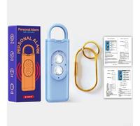 Honseadek Alarma de seguridad personal con sirena de 130 dB, luces LED intermitentes dobles y llavero de cobre para mujeres, ancianos, dispositivo de seguridad portátil con batería larga (azul)