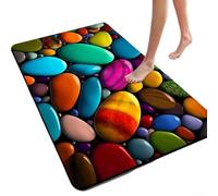 Honseadek Alfombrilla de baño de diatomita de guijarros 3D, alta absorción, base antideslizante, acabado de patrón de piedra, función seca, baño, ducha, bañera, uso en el suelo (50 x 80 cm 1)