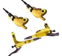 Honseadek Aluminio 4-Pistons Hydraulic Disc Brake Set, Front Rear Oil Pipe MTB Road Bike Mountain Bicycle Brake System (Oro)