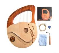 Honseadek Arpa de lira de 21 cuerdas, instrumento acústico de madera de caoba con llave de afinación y cuerdas de repuesto, kit de música portátil de mitología griega para principiantes