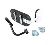 Honseadek Asiento trasero de bicicleta para adultos y adolescentes con respaldo, manillar y pedales, compatible con bicicletas de montaña y bicicletas eléctricas, 34 x 16 cm, sillín negro (sin timbre