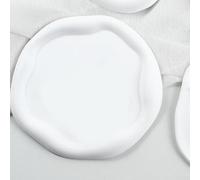 Honseadek Bandeja de joyería de yeso en forma de nube para decoración del hogar, 16 x 13,5 cm, plato blanco para llaves, monedas y accesorios (A)