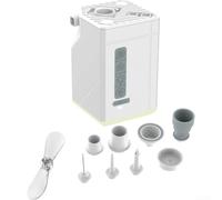Honseadek Bomba de aire eléctrica portátil con luz LED ajustable y ventilador de refrigeración, inflador desinflador USB-C recargable para camping, senderismo, viajes (blanco)