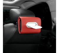 Honseadek Caja colgante para pañuelos de coche con banda elástica, bolsa de almacenamiento de pañuelos de piel sintética para salpicadero, respaldo de asiento y reposabrazos, soporte para pañuelos de