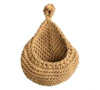 Honseadek Cesta de almacenamiento hecha a mano de fibra natural, organizador de pared tejido de cuerda de algodón para verduras y frutas con diseño transpirable en granja rústica (25 x 31)