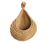 Honseadek Cesta de almacenamiento hecha a mano de fibra natural, organizador de pared tejido de cuerda de algodón para verduras y frutas con diseño transpirable en granja rústica (28 x 35)