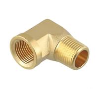 Honseadek Conector de tubo de latón de 90 grados 1/8NPT 1/4NPT 3/8NPT 1/2NPT acoplador de metal para herramientas de aire, equipo de taller, hogar, jardín, fontanería (C)