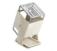 Honseadek Cuchillos magnéticos giratorios de acero inoxidable y soporte para utensilios con cepillo extraíble para organización de encimera de cocina (blanco)