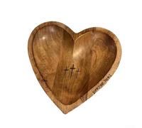 Honseadek Cuenco de madera con forma de corazón para meditación cristiana y decoración espiritual del hogar, idea única de Pascua y regalo del día de la madre para mujeres y marrón oscuro