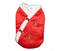 Honseadek Disfraz de Tang XL para perros pequeños y medianos, ropa de felpa festiva de Navidad, tallas XS a perros y gatos, año de mascota, novela china roja Qipao (A)