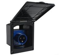 Honseadek Enchufe externo de caravana de 16 A 220-250 V, entrada de alimentación exterior impermeable IP44, toma eléctrica cuadrada de plástico para RV, caravana, remolque (negro)