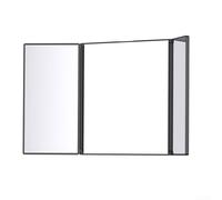 Honseadek Espejo plegable de 3 vías, rotación de 360 grados, aseo de corte de pelo, asistencia de afeitado, aplicación de maquillaje, diseño de tres paneles, material ABS y vidrio (es negro)