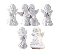 Honseadek Figura decorativa de ángel de niña blanca retro nórdica para estante o jardín, decoración caprichosa del hogar e idea de regalo festivo pensada (niña bendecida)