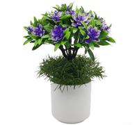 Honseadek Flor de loto artificial, planta falsa de plástico realista para decoración del hogar, boda, restaurante, adorno de mesa hecho a mano, 25 cm, magenta, morado, rojo, blanco y rosa (morado)