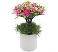 Honseadek Flor de loto artificial, planta falsa de plástico realista para decoración del hogar, boda, restaurante, adorno de mesa hecho a mano, 25 cm, magenta, morado, rojo, blanco y rosa (rosa)