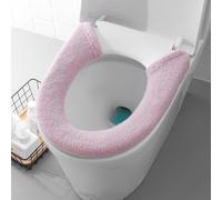 Honseadek Funda gruesa para asiento de inodoro, lavable, suave, para uso en el baño, reutilizable, cálida, compatible con asientos redondos y cuadrados, 82 x 17 cm (rosa)