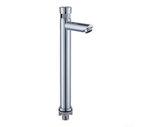 Honseadek Grifo de lavabo de presión táctil, grifo de baño con cierre automático de 3 a 7 segundos, grifo de fregadero de acero inoxidable en cromo para uso doméstico y hotelero (C)