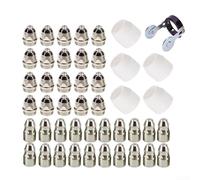 Honseadek Juego de 46 piezas de consumibles de corte de plasma P-80 con 20 electrodos, 20 puntas, 5 tazas de protección y rueda guía de rodillo para grosor de corte de 10-18 mm