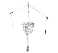 Honseadek Juego de aparejos de pesca con jaula de cebo para pesca de carpa, montaje de gancho negro de 30 g con línea de PE, aparejo terminal preatado para fundición de largo alcance