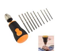 Honseadek Kit de taladro manual con 10 brocas de acero al carbono de 0,8 a 3,0 mm, tornillo de banco para hacer joyas, herramienta de perforación PCB de precisión