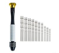 Honseadek Kit de taladro manual con 20 brocas en espiral de 0,8 a 3,0 mm, mango de silicona antideslizante para perforación de precisión en joyería, carpintería, resina, acrílico, construcción de