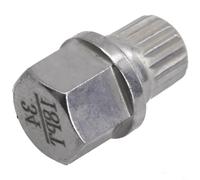 Honseadek Llave de extracción de tuerca de bloqueo de rueda hueca de 34/18pt para tornillo antirrobo, 20 x 28 mm, tono plateado, 120 nm par