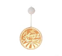 Honseadek Luz LED colgante de disco acrílico 3D, decoración de feliz año nuevo para ventana, puerta, festividades, Navidad, Año Nuevo, iluminación decorativa (rojo)
