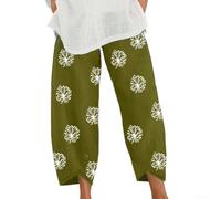 Honseadek Pantalones cortos para mujer con cintura elástica estampados | Pantalones harén de pierna holgados casuales para ajustar, pantalones holgados de cintura alta para mujer, a la moda, verano