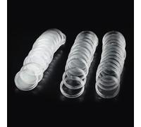 Honseadek Paquete de 100 soportes redondos transparentes de 26 mm de diámetro, contenedores de almacenamiento de plástico, funda protectora, para colección de monedas, apertura creciente