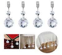 Honseadek Pesos transparentes para cortina de ducha, clips para mantel de bola de cristal para uso en exteriores e interiores, fijaciones antioxidantes de acero inoxidable, paquete de 4