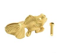 Honseadek Pomo de latón macizo con forma de pez dorado para gabinete, tirador decorativo para cajón de peces para decoración del hogar, palanca de puerta dorada vintage