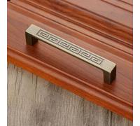 Honseadek Pomo de puerta tradicional chino con formato tallado de texto suave, aleación de zinc, estilo antiguo, con manija de bronce para armario y cajón (B-104 mm)