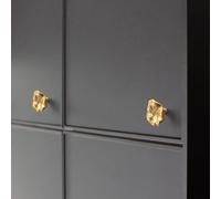 Honseadek Pomos de armario en forma de flor en aleación de zinc dorado perlado, 45 x 30 mm, manijas para cajones de cómodas, cocinas, baños y armarios, paquete de 2