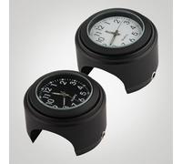 Honseadek Reloj de manillar de motocicleta de 22 a 25 mm con soporte de metal (negro y blanco)
