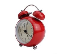Honseadek Reloj despertador vintage con doble campana, alarma extra fuerte, diseño de metal que funciona con pilas, retroiluminación para dormitorio y mesita de noche (rojo)
