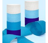 Honseadek Rollo de cinta de papel crepé para decoración de fiestas, 4,5 cm x 25 m, 8 rollos de color azul surtido para borlas de serpentina para cumpleaños, boda, baby shower, graduati