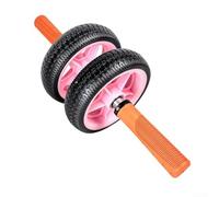 Honseadek Rueda abdominal para entrenamiento central, diseño de doble rueda sin rebote con neumáticos de goma de 6.5 pulgadas, rodamiento suave para entrenamiento de brazo abdominal y espalda (rosa +