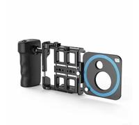 Honseadek Soporte de jaula para teléfono móvil para transmisión en vivo y entrevista, equipo de cámara compacto con mango de doble propósito, banco de energía de 2500 mAh, se adapta a dispositivos de