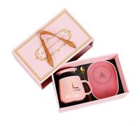 Honseadek Taza de café templada con calefacción termostática de 55 °C, sensor de gravedad de encendido/apagado automático para calentador de taza (rosa con taza)