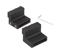 Honseadek Tope de riel para puerta corredera de granero, burlete de aleación de metal y bloque de rueda para un equilibrio seguro, herrajes inoxidables con llave, negro, paquete de 2