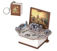 honselia Llavero de libro desplegable para niños, mini mochila de castillo, llaveros plegables 3D para regalos de niños