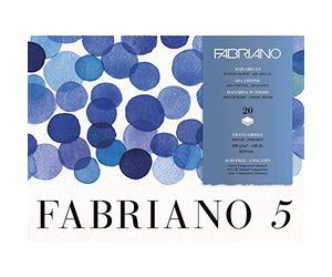 Honsell 19100265 Fabriano Disegno 5 - Cartulina para acuarela (grano grueso, 300 g/m2, 36 x 51 cm, 20 hojas, lote de 4 caras, sin cloro ni ácidos), color blanco